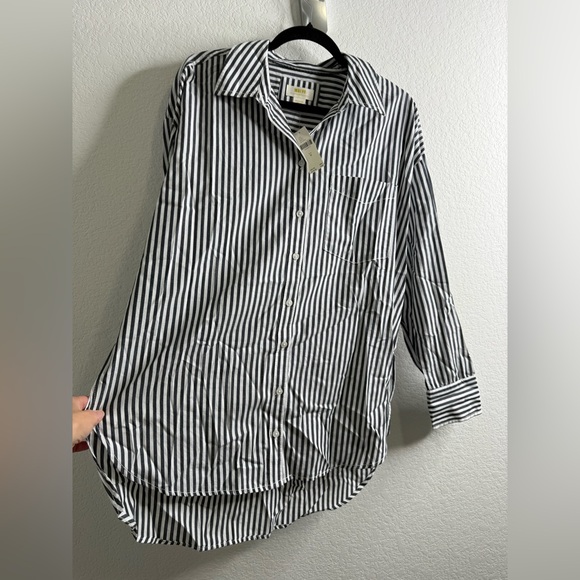 NWT Anthropologie The Bennet Buttondown Shirt by Maeve Anthracite Stripe Sz M - Picture 7 of 12